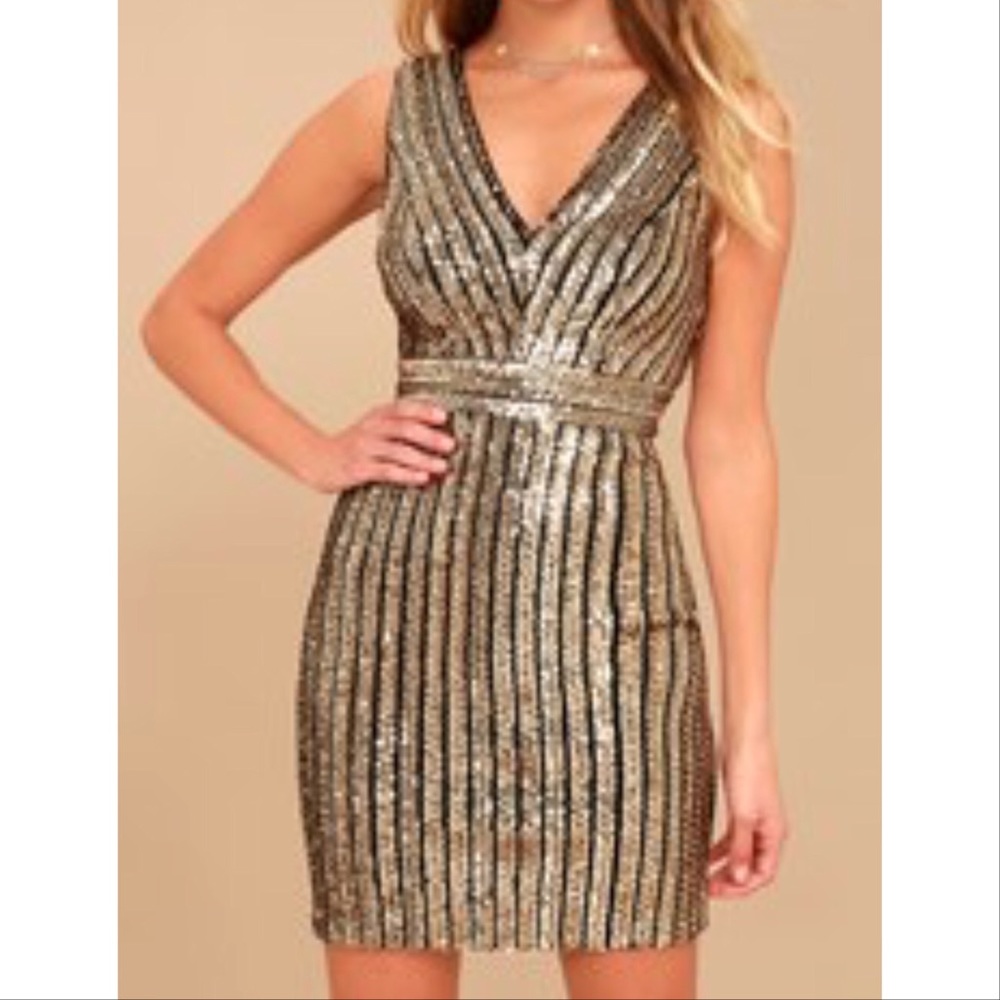 NWT Gold and Black Sequins Dress